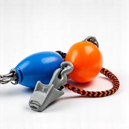 Lightweight kayak anchor system with a grapnel anchor, retrieval ring, and buoy for precise position holding.