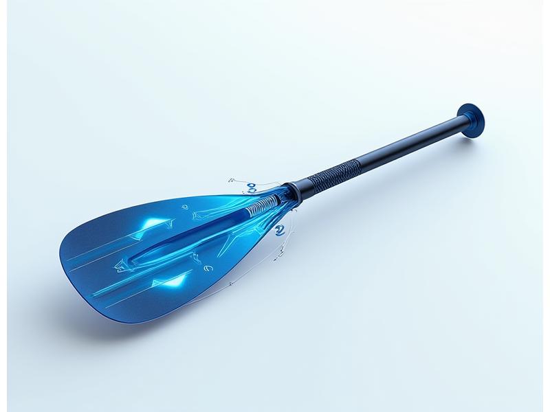 Diagram illustrating internal carbon fiber construction of a paddle shaft with ergonomic grip layers